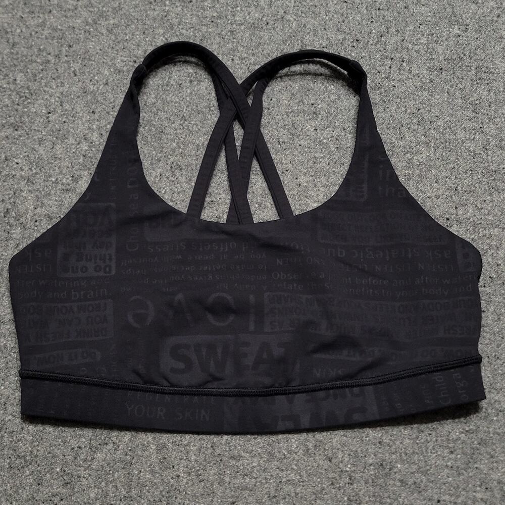 Lululemon Sports Bra Womens 8 Medium Black Classic Manifesto Energy Yoga Wicking